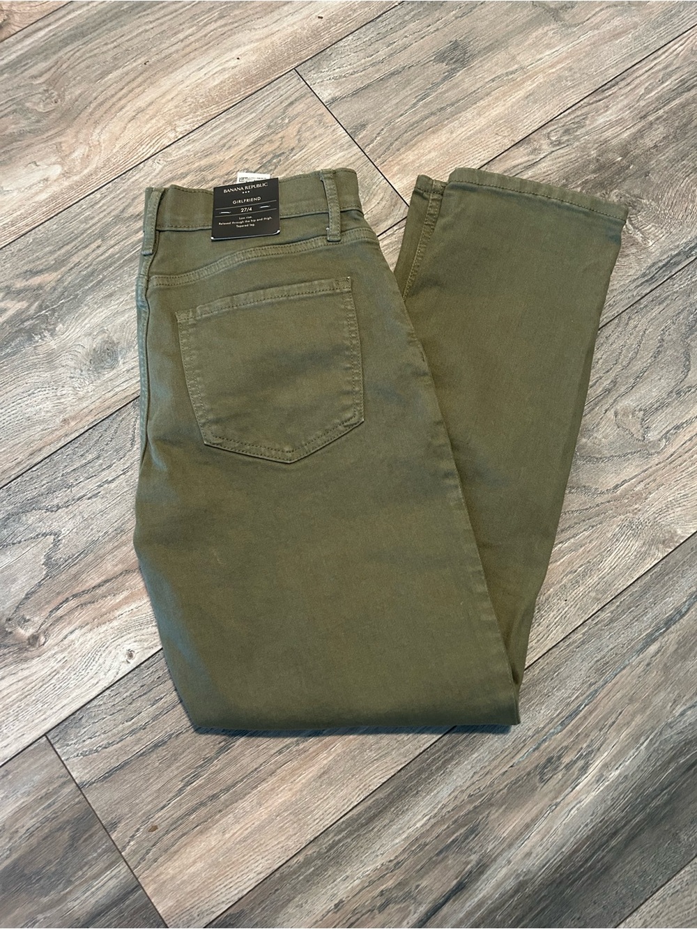 Banana Republic NWT Women's 4/27 Jeans Green Tapered Cotton Stretch
